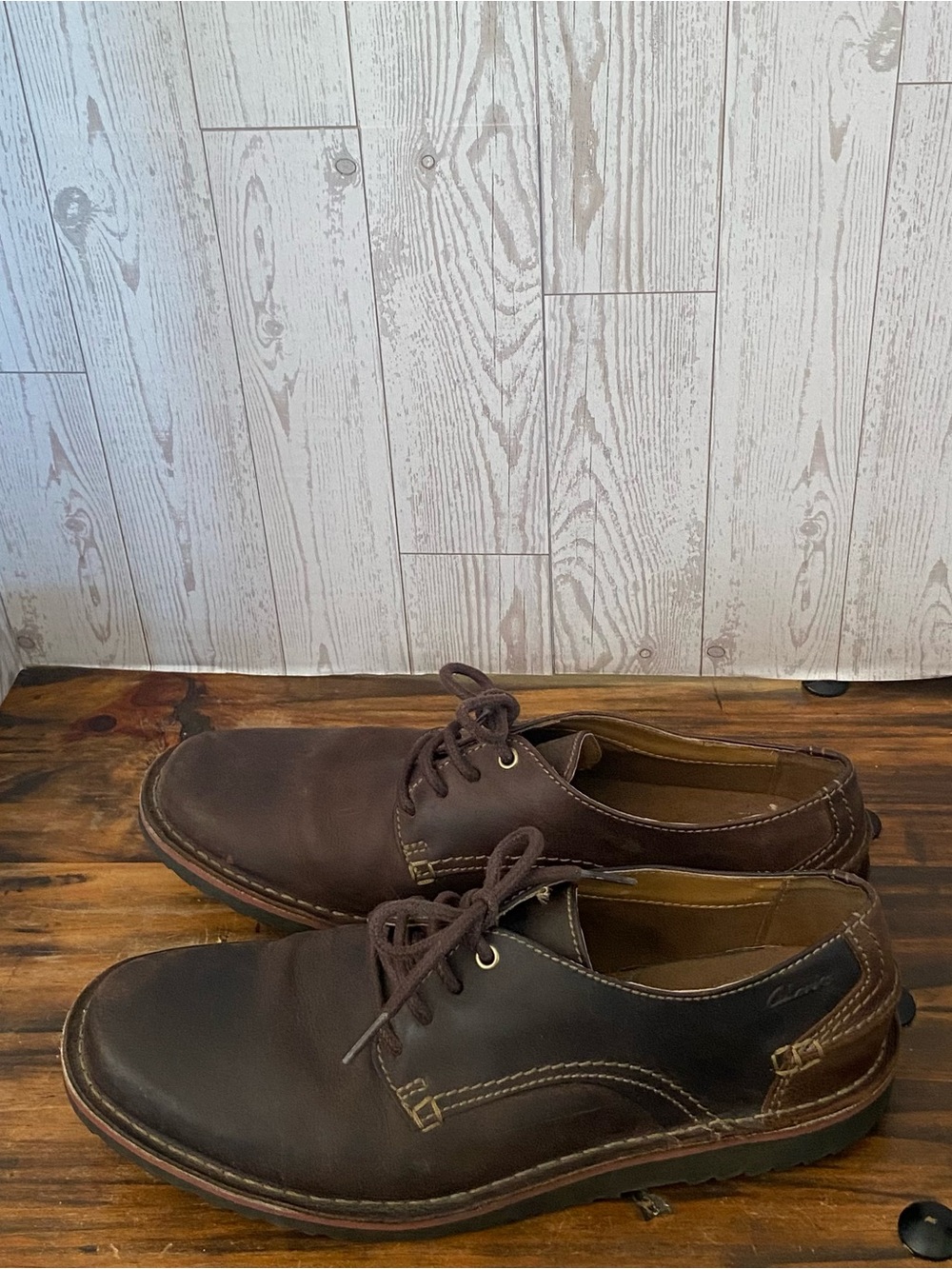 Clarks Brown Leather Lace-Up Derby Shoes